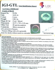 3.00/CT Natural Panna Stone with Govt. Lab Certificate (56610)